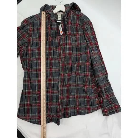 NWT LL Bean Men's XL Hooded Flannel Grey Stewart Outdoors Hiking Camping Fishing - Picture 6 of 7